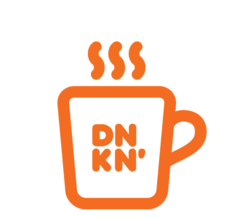 Orange outline of DNKN' coffee in a mug with steam