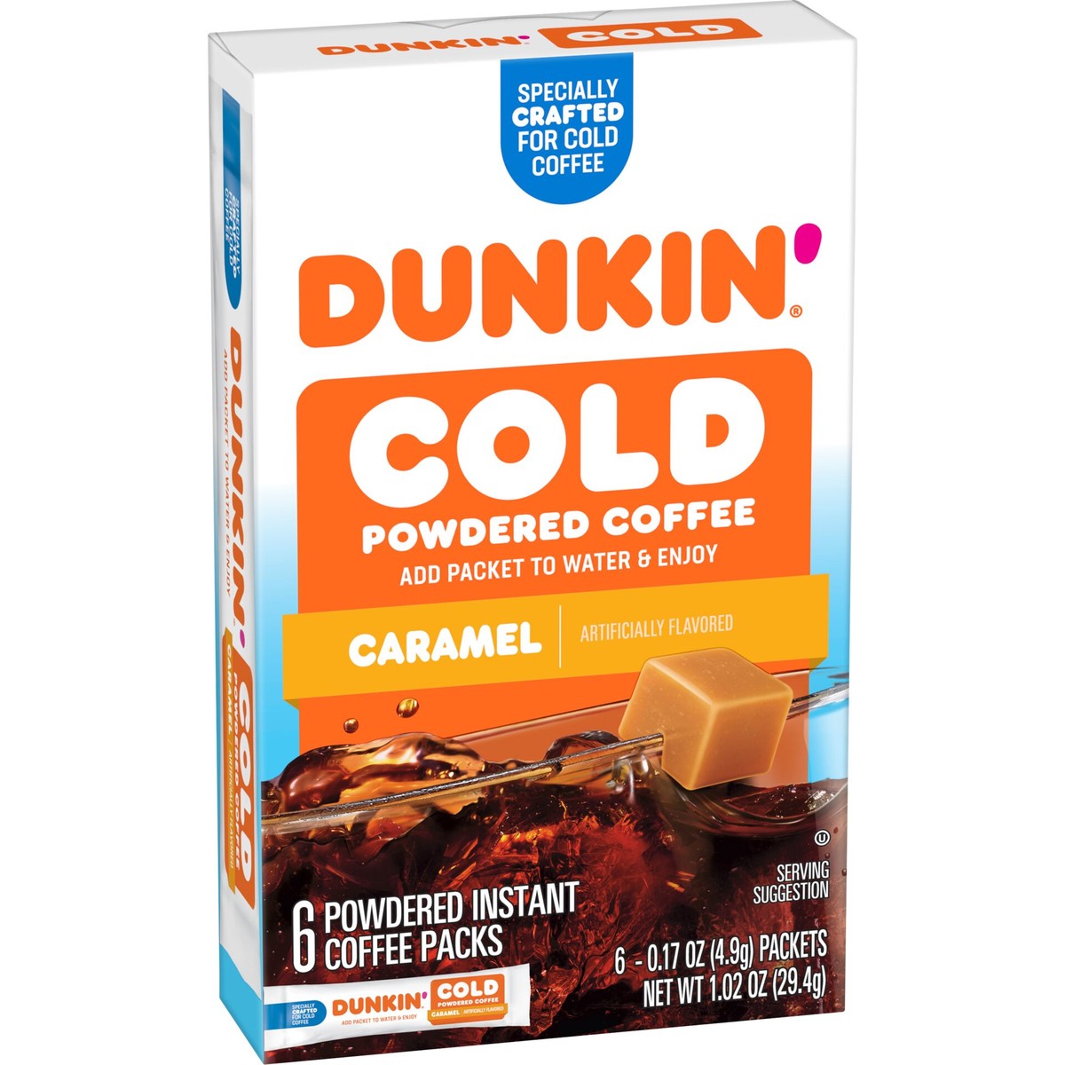 Caramel Flavored, Powdered Instant Iced Coffee Packets