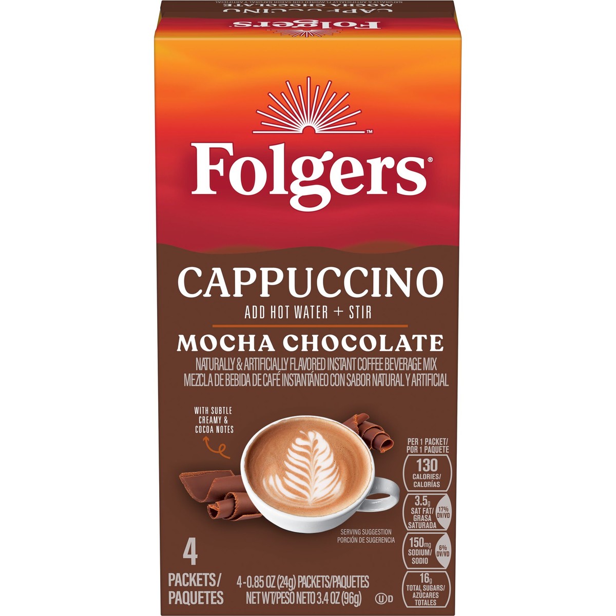 Folgers® Mocha Chocolate Flavored Cappuccino Mix Packets 